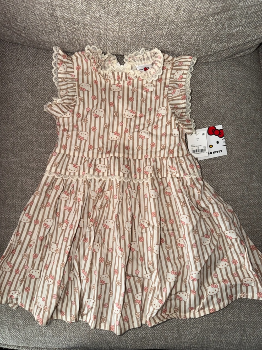 Target Hello Kitty Cream and Pink Striped Ruffle Dress